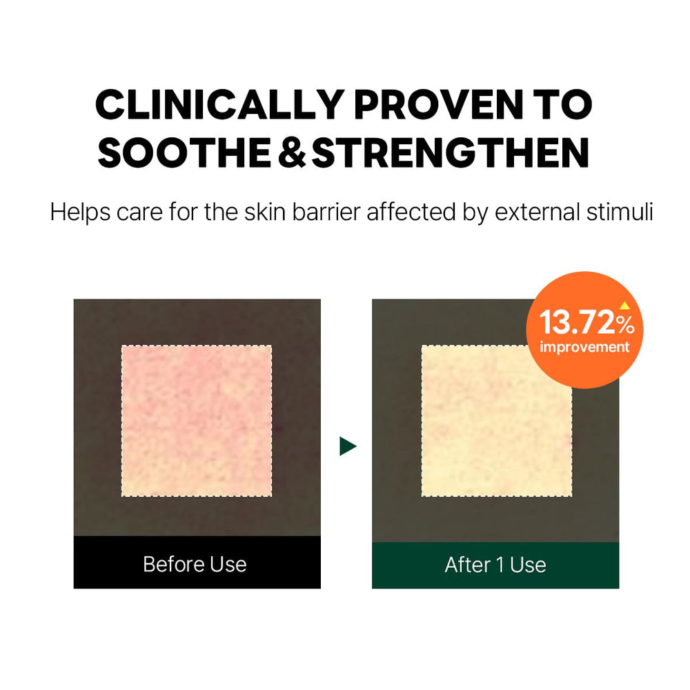 ROUND LAB Pine Cica Calming Cream Plus oil control graphic showing balanced shine