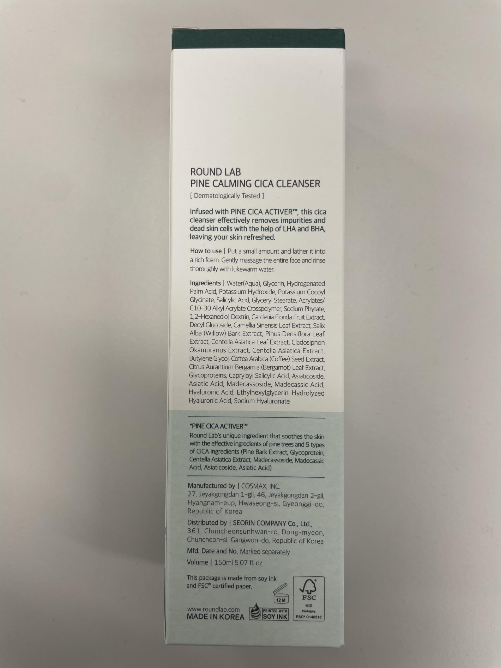 ROUND LAB Pine Calming Cica Cleanser travel-friendly 150ml bottle