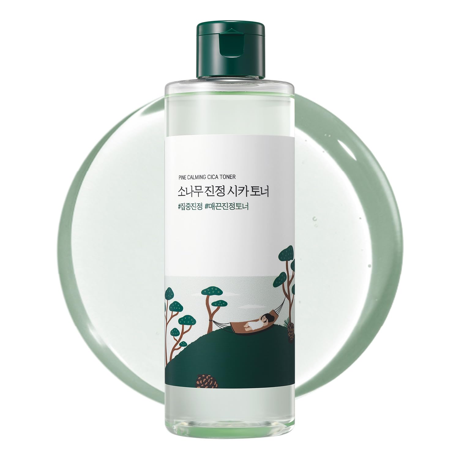 ROUND LAB Pine Calming CICA Toner bottle showcases soothing hydration for sensitive skin.