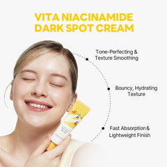 ROUND LAB Vita Niacinamide Dark Spot Cream dispense drop captures precise application for spot care