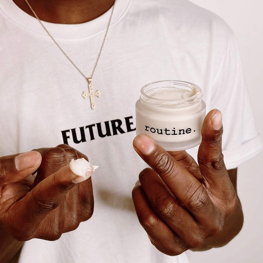 Routine The Curator deodorant ingredients panel highlights natural, baking soda-free formula