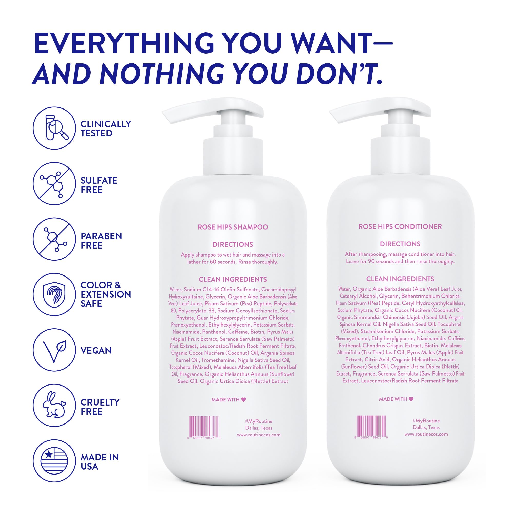 Routine Wellness after-use shot showing shiny, healthy-looking hair.