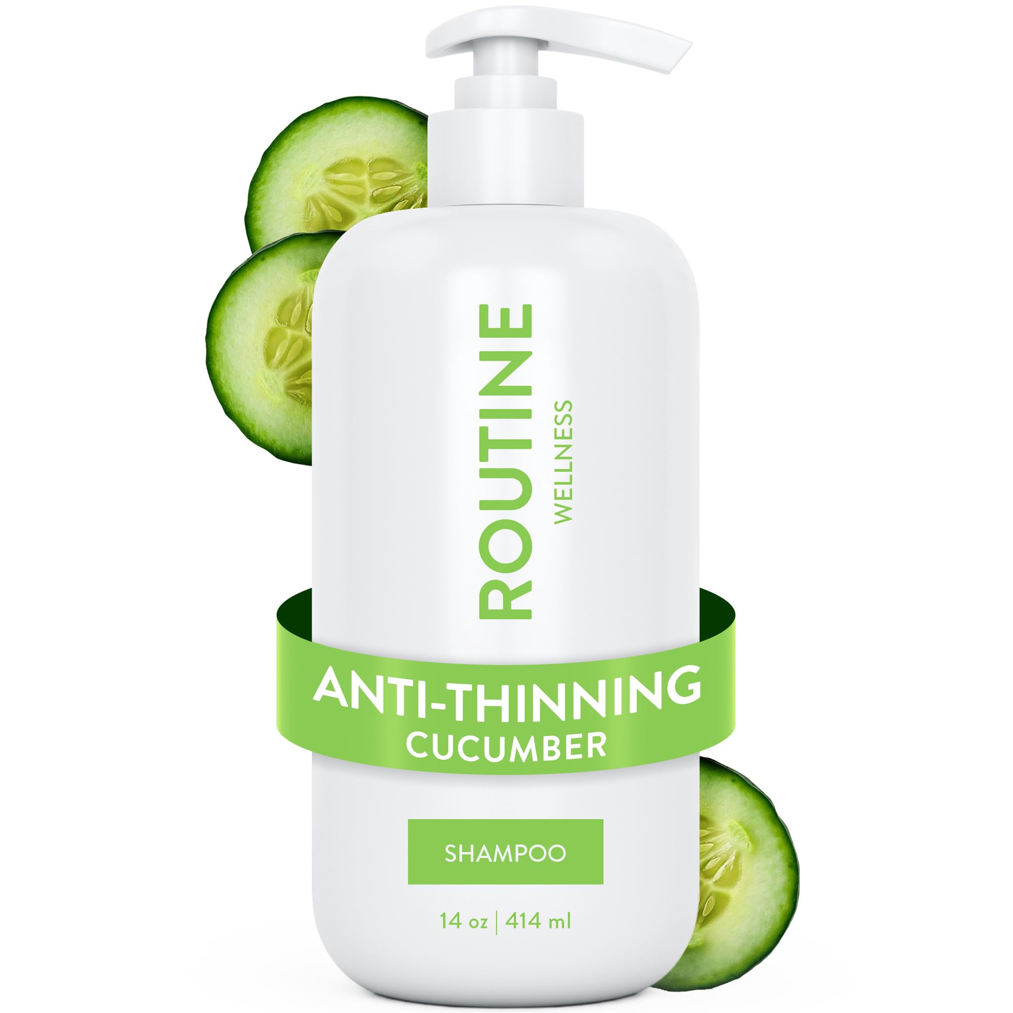 Routine Wellness anti-thinning shampoo bottle promotes fuller-looking, color-safe cleanse.
