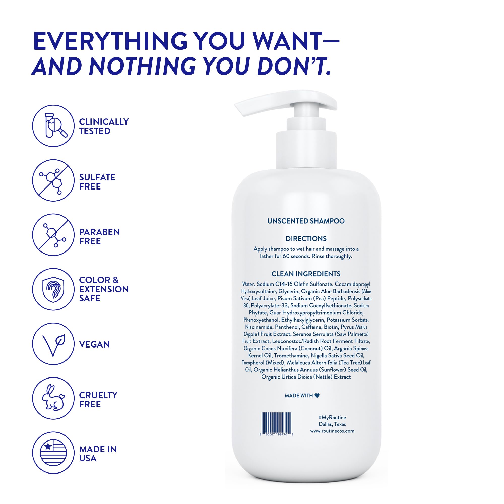 Routine Wellness anti-thinning shampoo routine-usage demonstrates simple daily cleansing for thinning hair.