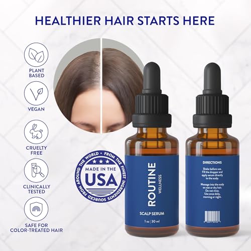 Routine Wellness no-rinse scalp serum in a simple daily routine setup