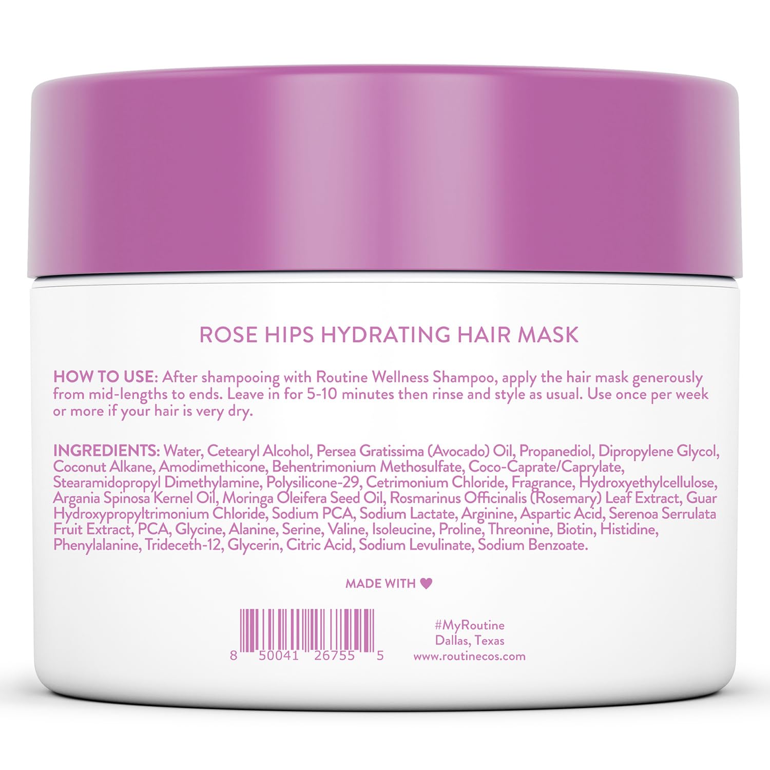 Routine Wellness hair mask emphasizing color-safe, vegan, cruelty-free benefits.