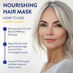 Routine Wellness Deep Conditioning Hair Mask demonstrates frizz control for smoother hair.