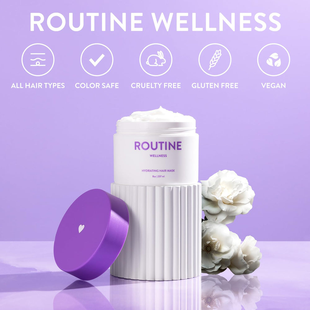 Routine Wellness product being applied to damp strands for deep conditioning.