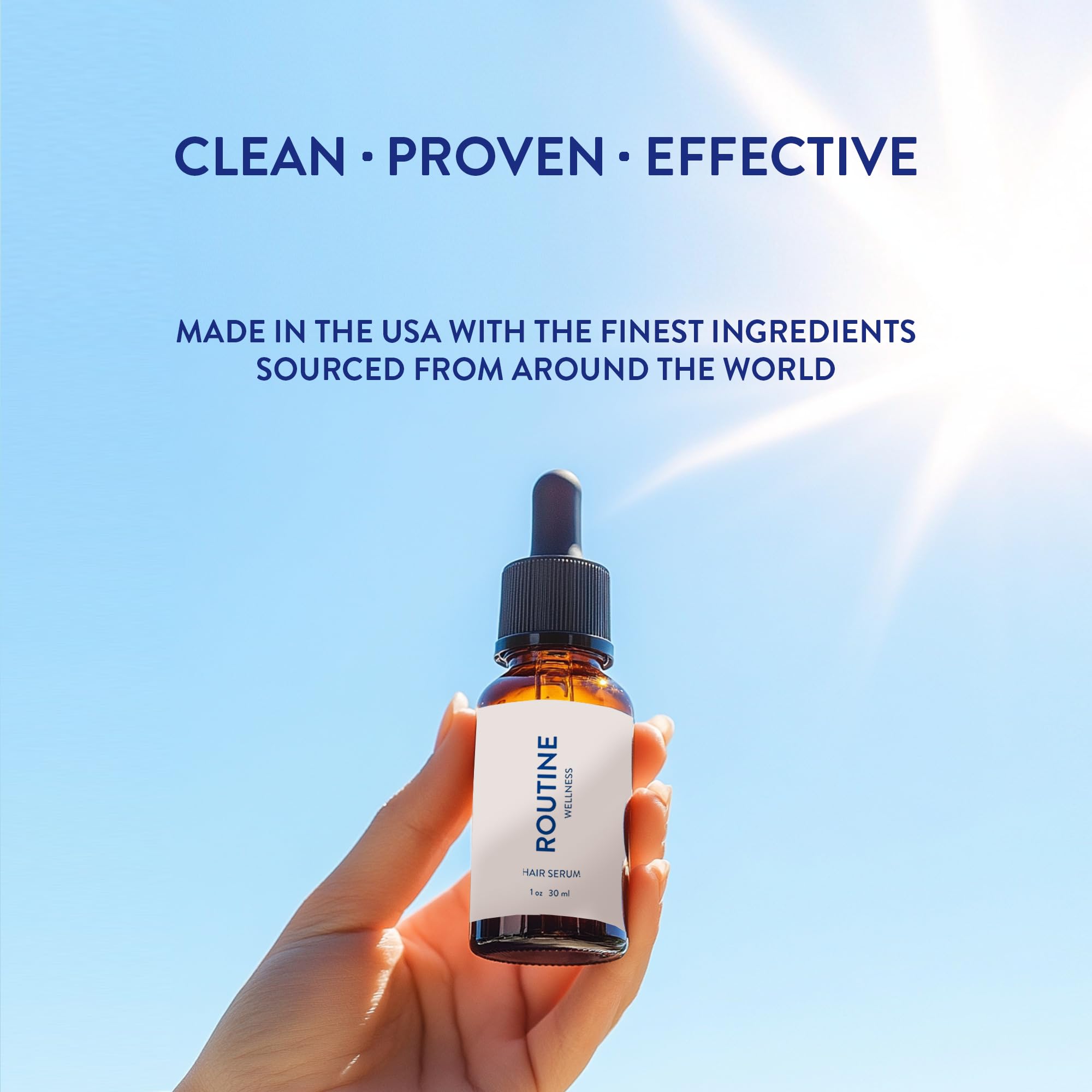 Routine Wellness glossy hair after application - lightweight serum for shine.