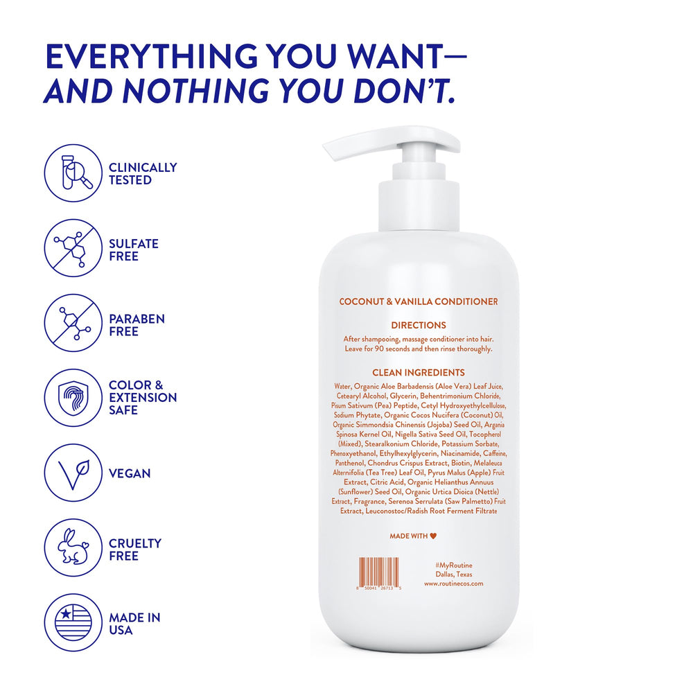 Routine Wellness bottle with hair-care routine visuals hints at potential volume boost.