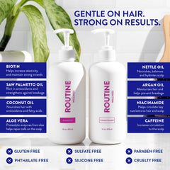 Routine Wellness pea peptides illustration suggesting hair-strengthening action.