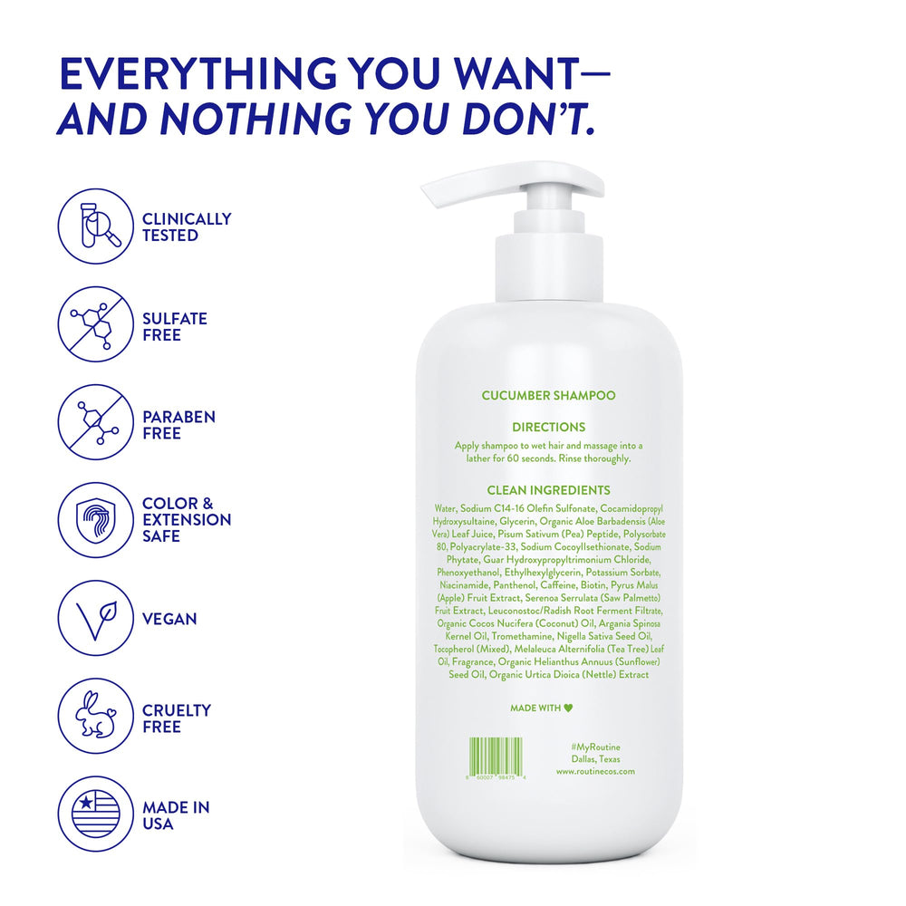 Routine Wellness refreshing-scent spray bottle hints calming cucumber aroma.