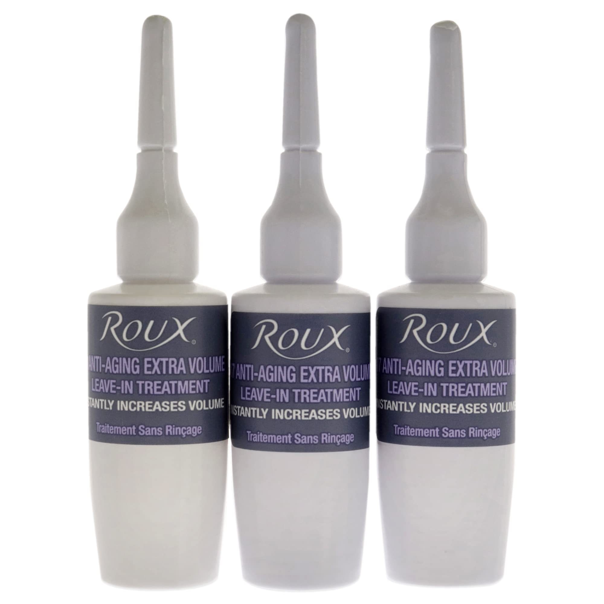 Roux collagen leave-in treatment ampoules-pack showcases compact system for weekly volume boost.