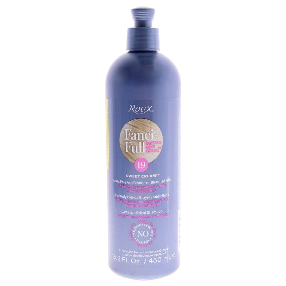 Roux Fanci-Full Rinse Sweet Cream bottle enables instant gray blending and conditioning.