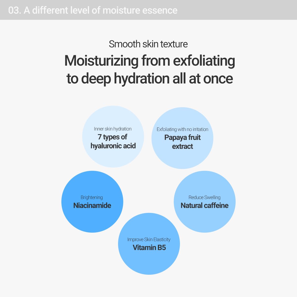 ROVECTIN Aqua Hyaluronic Essence on skin depicts dewy hydration and calm tone.