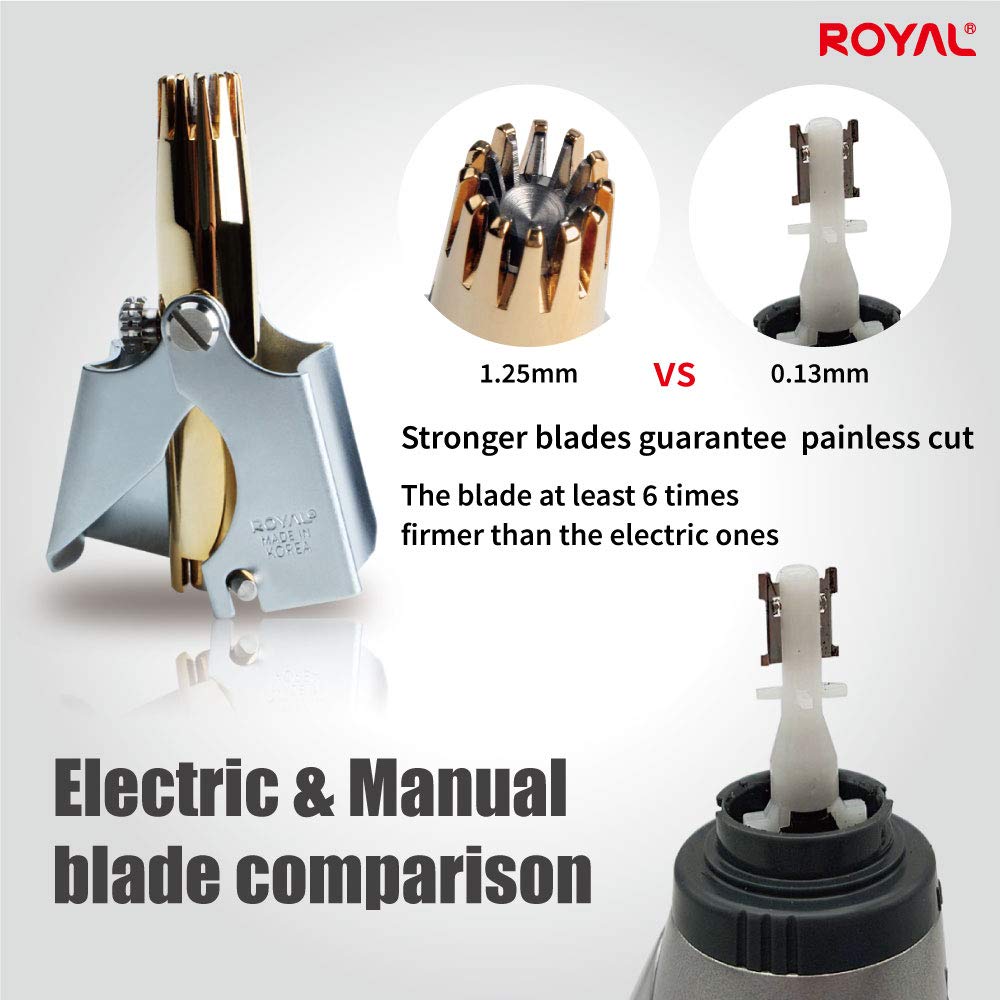 ROYAL Gold Nose Trimmer blade-detail shows twelve dual-edged blades for smooth cuts.