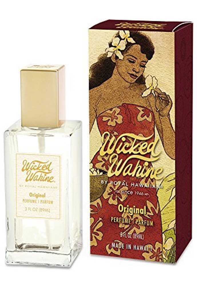 Royal Hawaiian Wicked Wahine perfume bottle showcasing timeless allure for romantic evenings