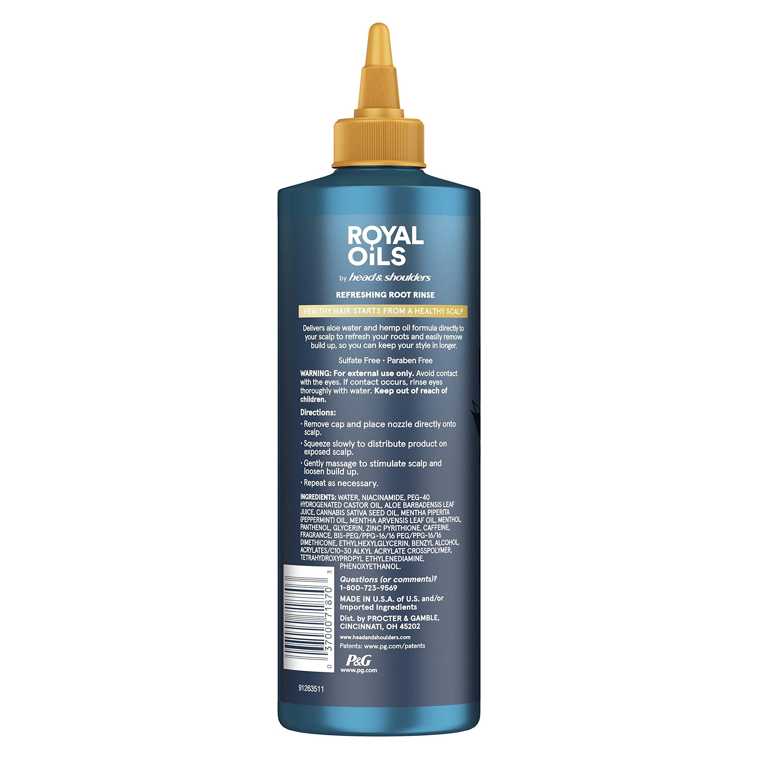 Head & Shoulders Royal Oils, vertido del enjuague para activar limpieza de raíces con aloe.