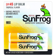 Royal SunFrog Surfers Choice 2-pack provides SPF 45 lip protection for sunny days.