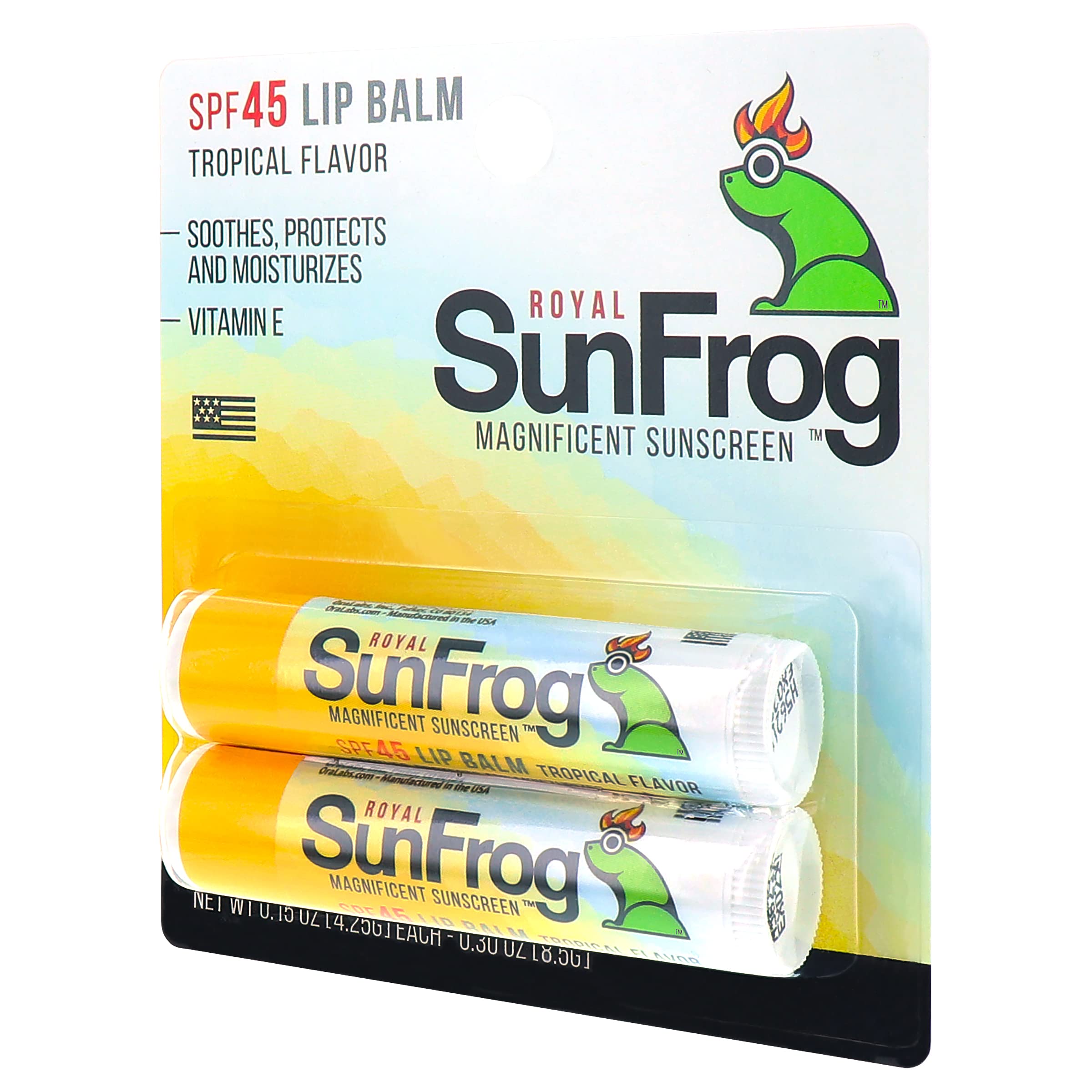 Royal SunFrog packaging emphasizes USA-made manufacturing in a CGMP facility.