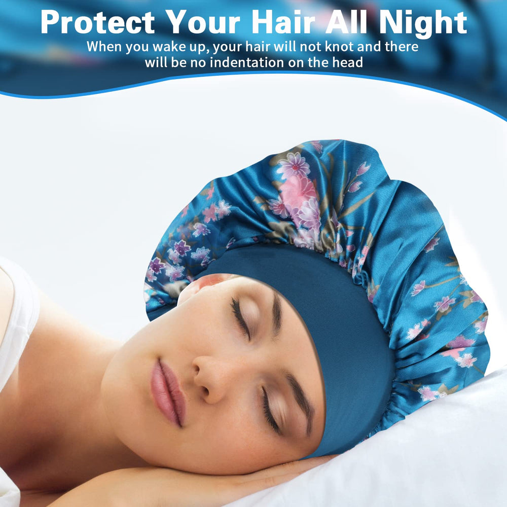 ROYBENS satin bonnet breathable lightweight fabric keeps hair untangled and frizz-free