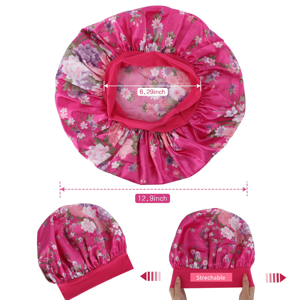 ROYBENS satin bonnet diameter-32-7cm shows large size for braids and long hair.