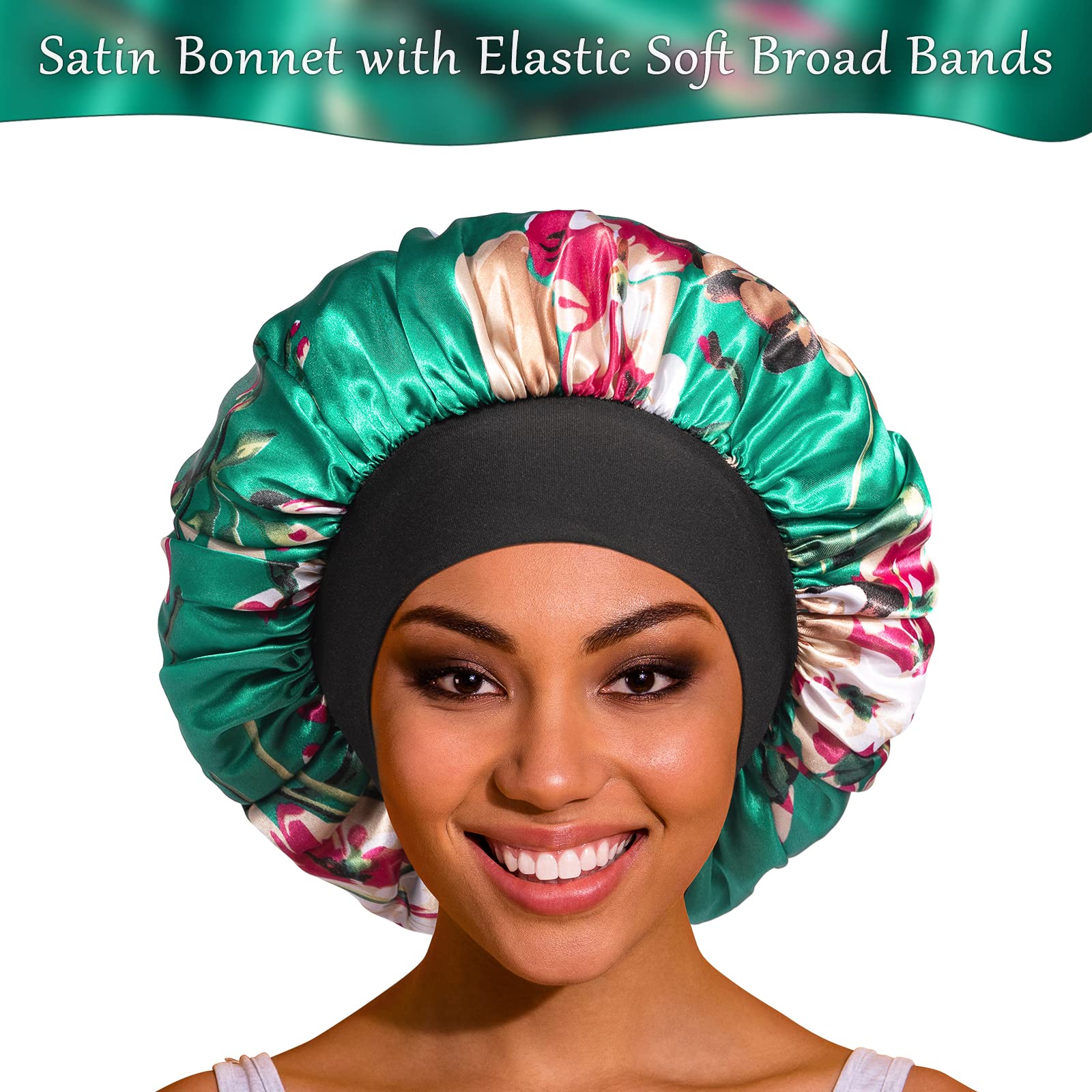 ROYBENS satin bonnet four-pack colors shown for versatile styling.
