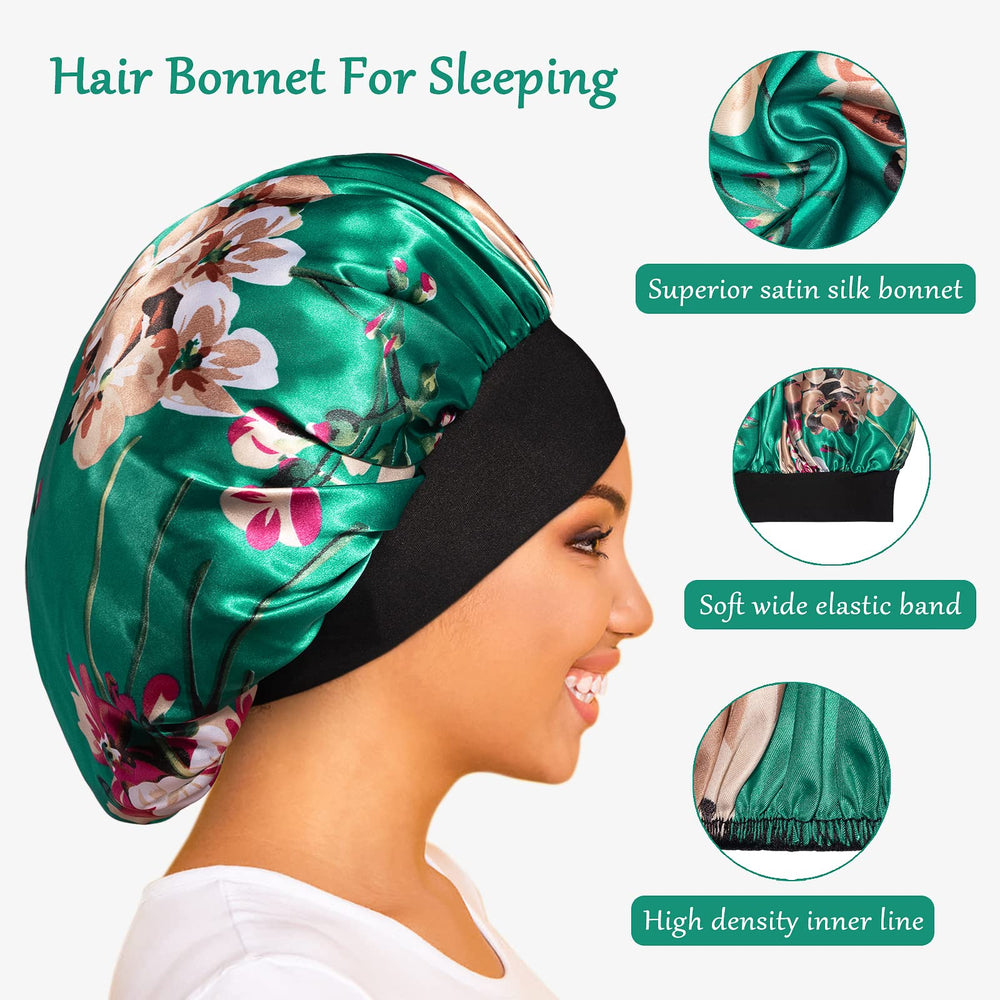 ROYBENS satin bonnet reduces overnight frizz and breakage.
