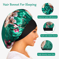 ROYBENS satin bonnet reduces overnight frizz and breakage.
