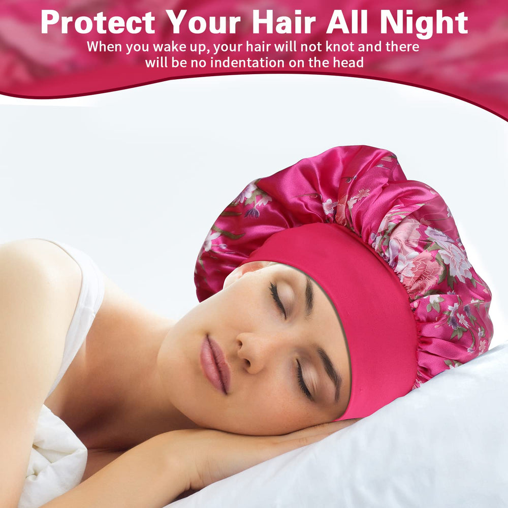 ROYBENS satin bonnet used for skincare or washing face, showing versatility beyond sleep.