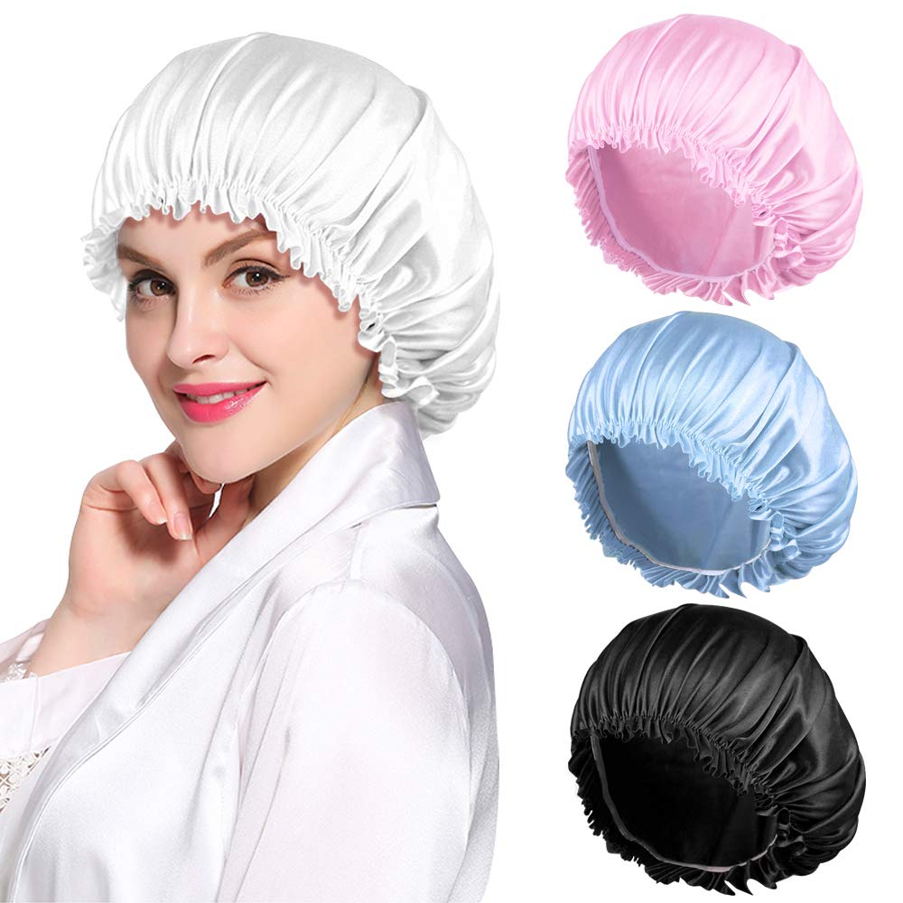 ROYBENS satin bonnet set in four colors protects moisture overnight