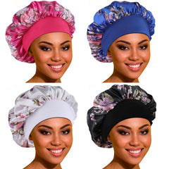 ROYBENS satin bonnet close-up texture highlighting smooth fabric for gentle hair protection.