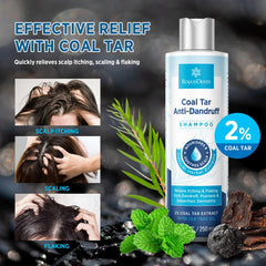 RoyceDerm Coal Tar Shampoo lather close-up demonstrates cleansing and hydration action.
