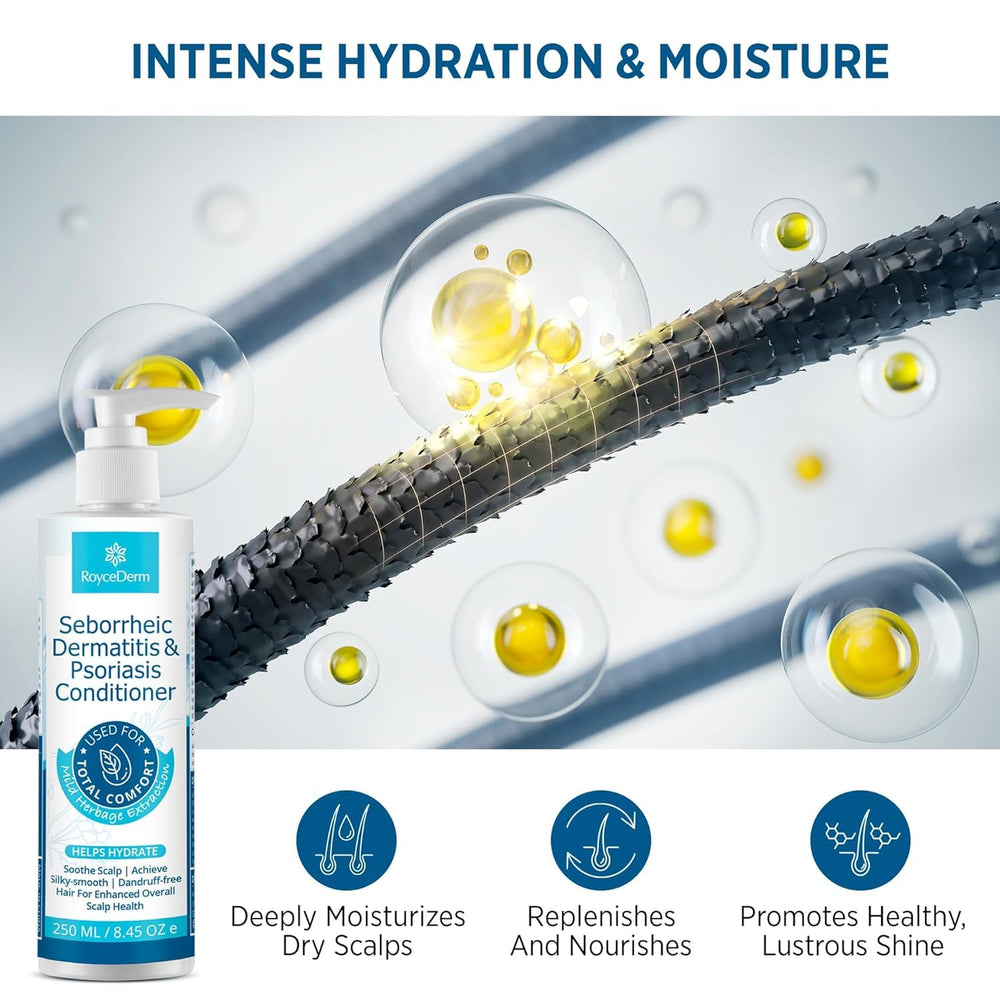 Roycederm conditioner helps with dandruff for a clearer scalp.