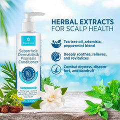 Roycederm conditioner with herbal extracts supports gentle scalp care.