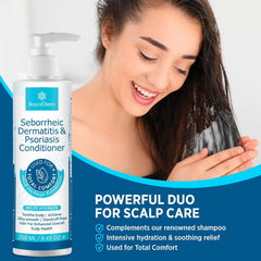 Roycederm conditioner on scalp during massage demonstrates easy, soothing application.