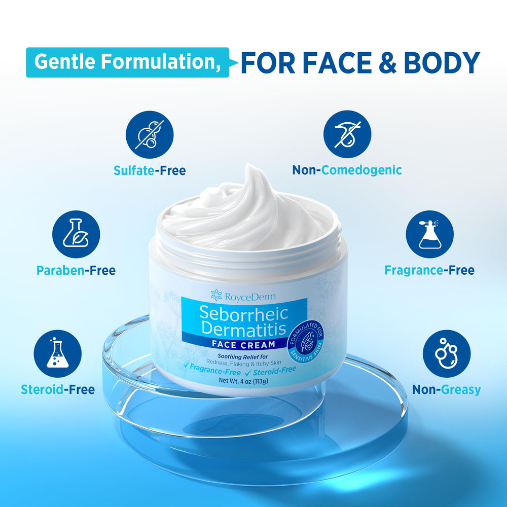 Roycederm daily-use shot demonstrates safe application on face, scalp, and body.