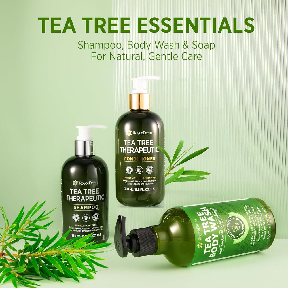 Roycederm Tea Tree packaging top view conveys clean, salon-inspired care.