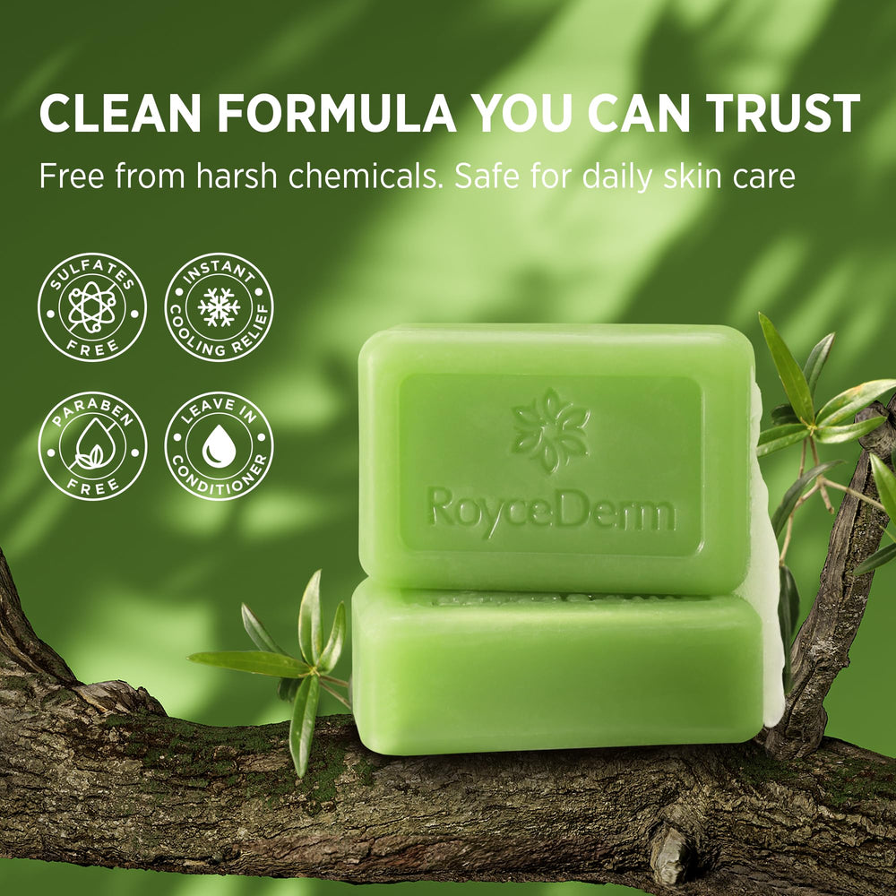 Roycederm Tea Tree Soap after-use skin shows clean, balanced sensation