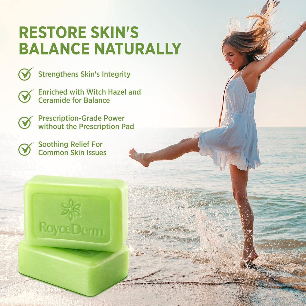 Roycederm tea tree soap bath scene suggesting gentle antifungal care