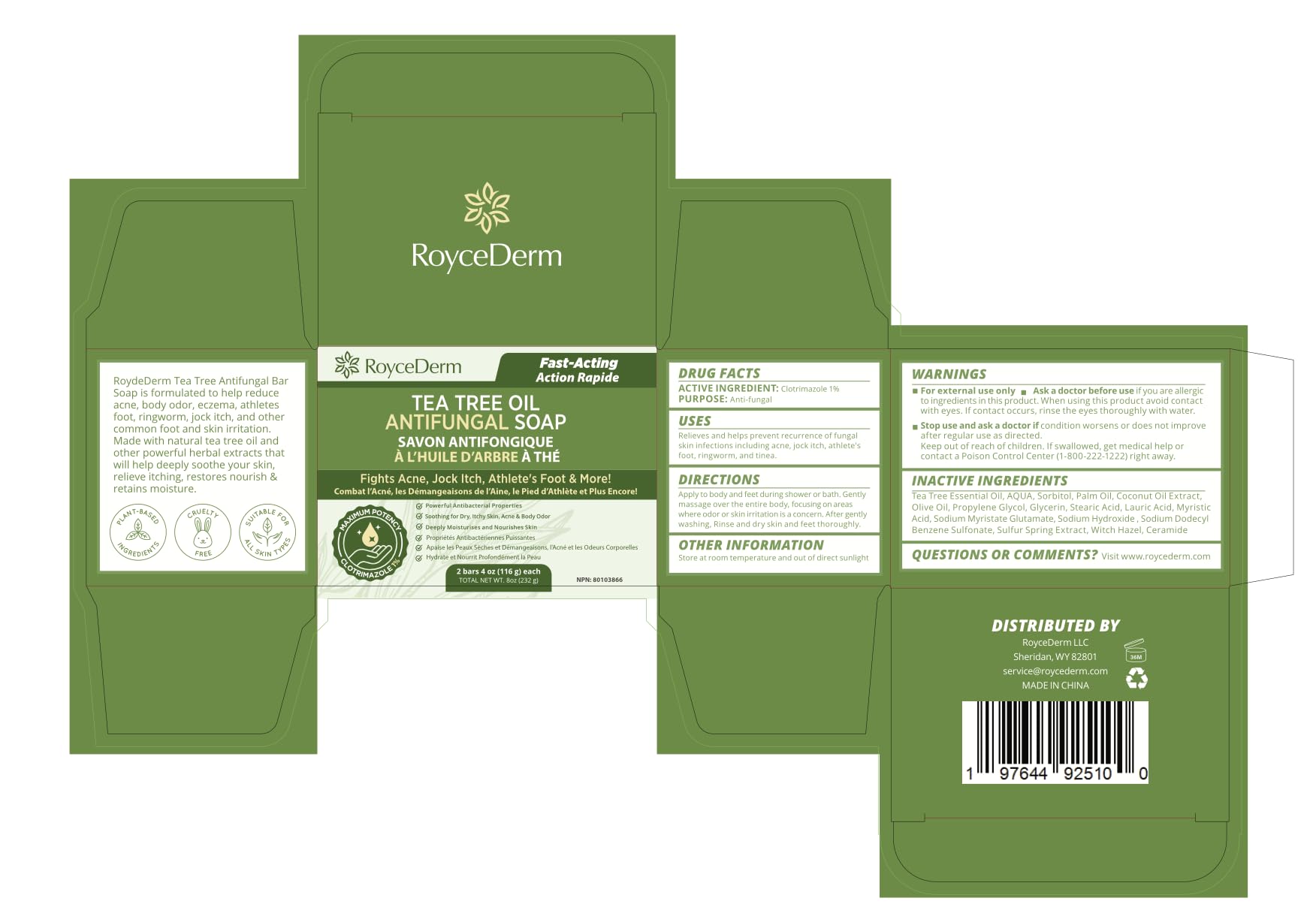 Roycederm tea tree soap facial and body cleanse for healthier skin