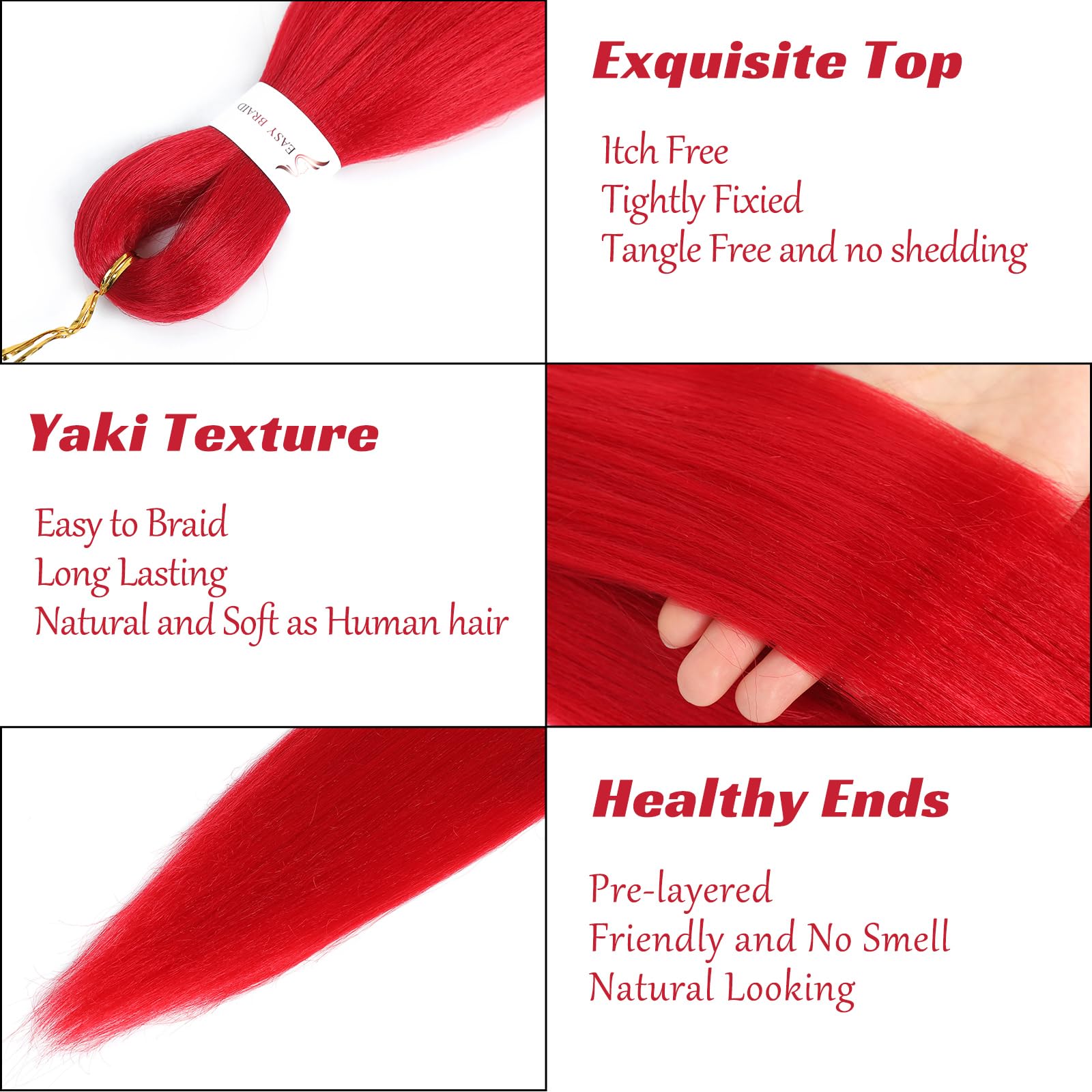 Royota red synthetic fiber feels soft and skin-friendly for comfortable wear.