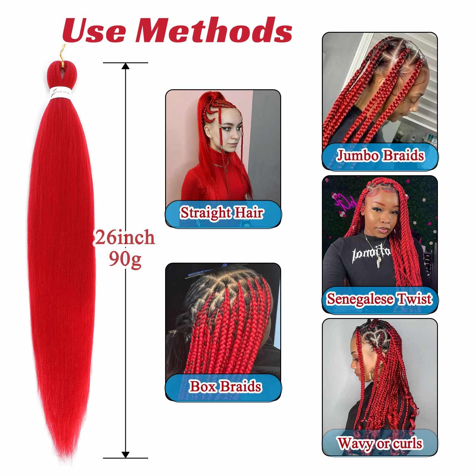 Royota red braiding hair close-up shows yaki texture for natural volume.