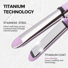 Rozamor pink 2-in-1 iron straight styling with titanium plates for frizz control