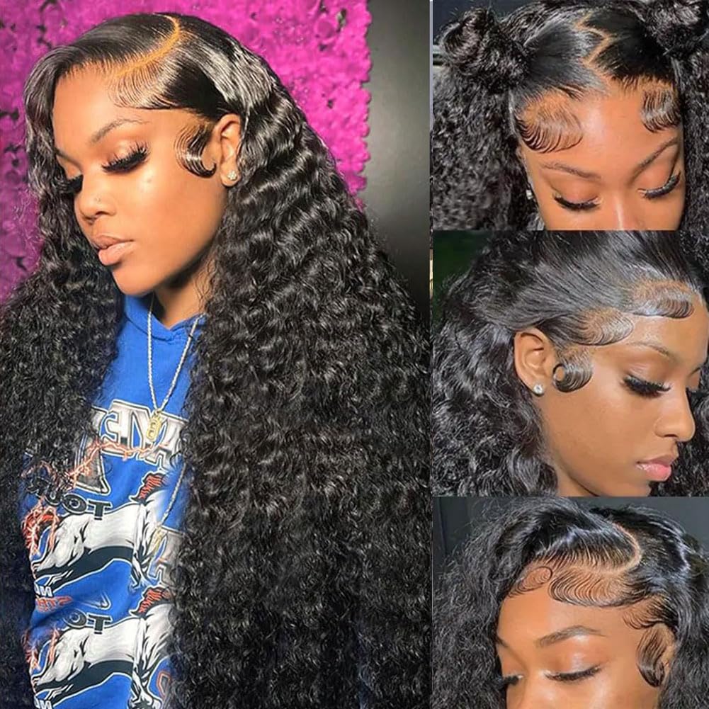 Rozilo Aomllute deep-wave wig closeup hairline for natural look
