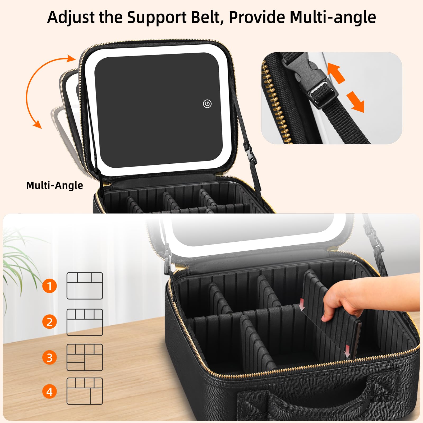 RRtide large-capacity two-layer case holds lipsticks, brushes, and palettes neatly