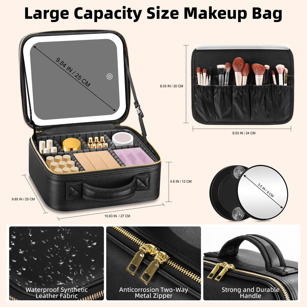 RRtide makeup train case with adjustable dividers organizes cosmetics on the go