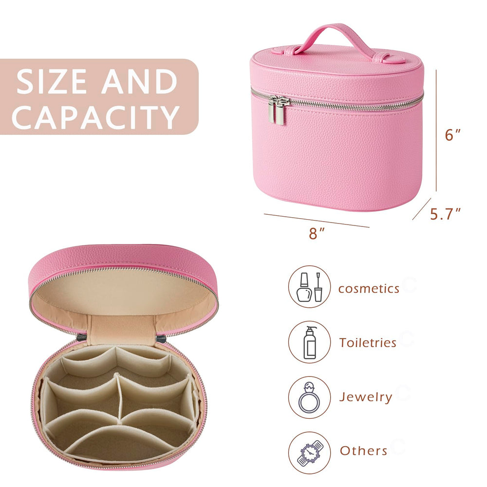RSRSLEII pink aesthetic makeup bag removable dividers for customization