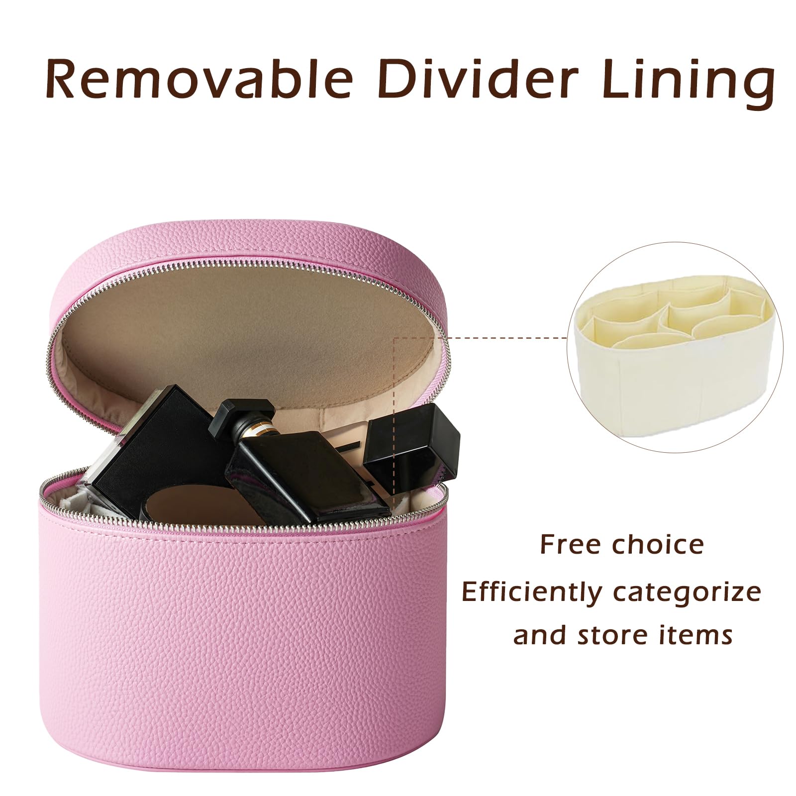 RSRSLEII pink aesthetic makeup bag travel-ready with secure closure