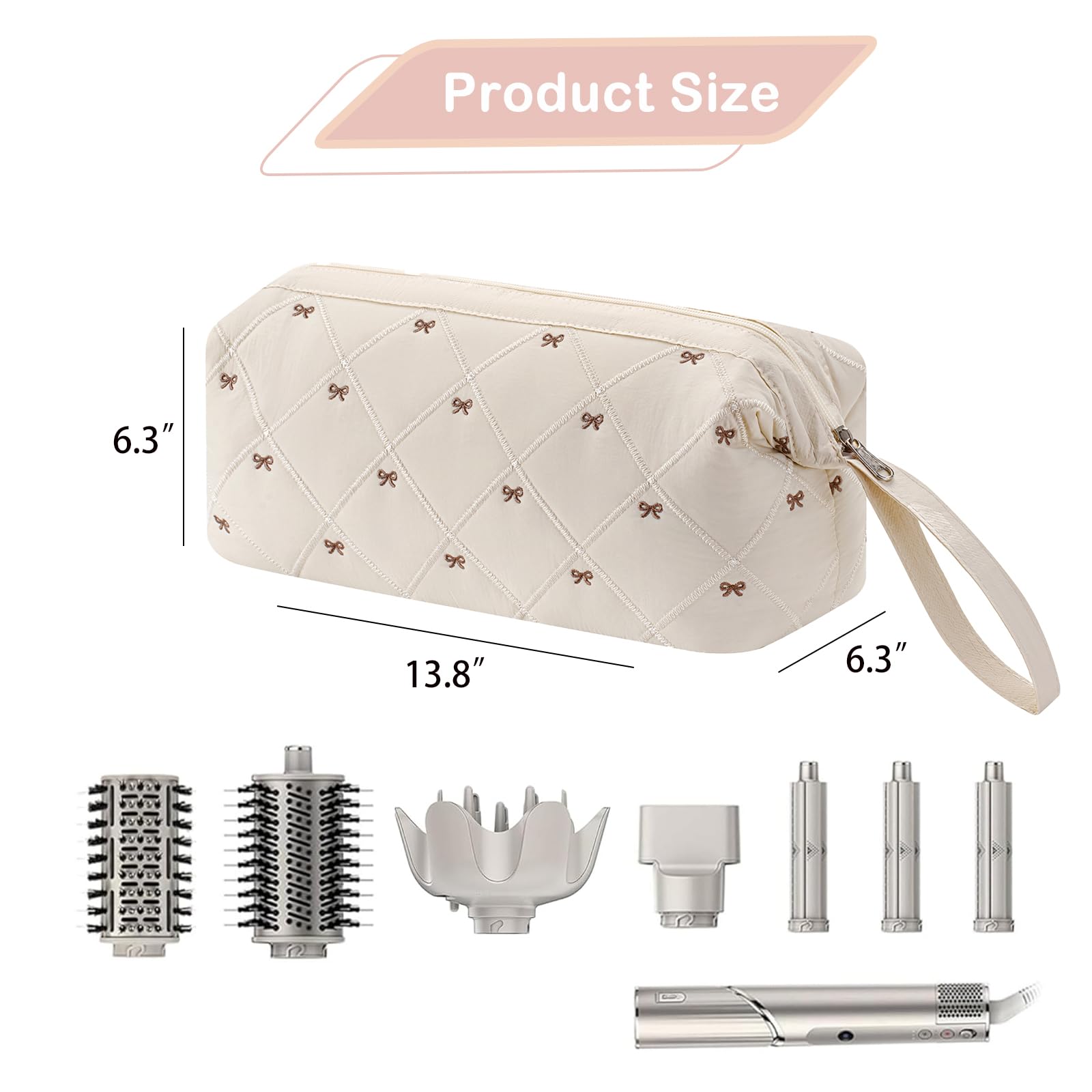 RSRSLEII wide-opening hair tools bag with stiff wire frame enables quick access during travel.